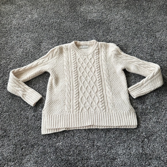 Abercrombie & Fitch Sweaters - Abercrombie & Fitch Sweater Womens M White Cream Fishermen Cable Knit Pullover